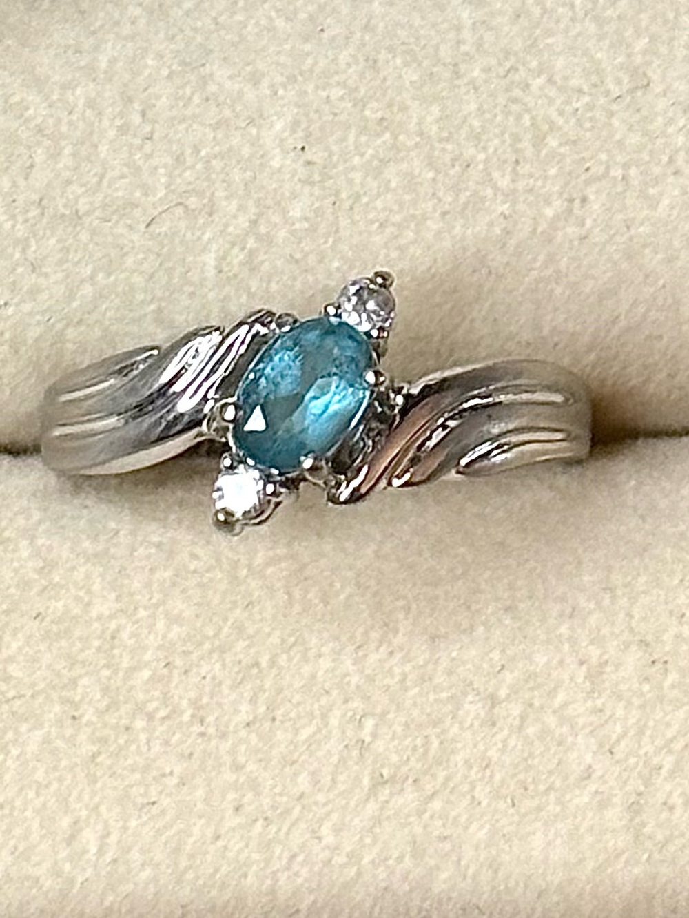 Sterling Silver Blue Topaz Cubic Zirconia Ring